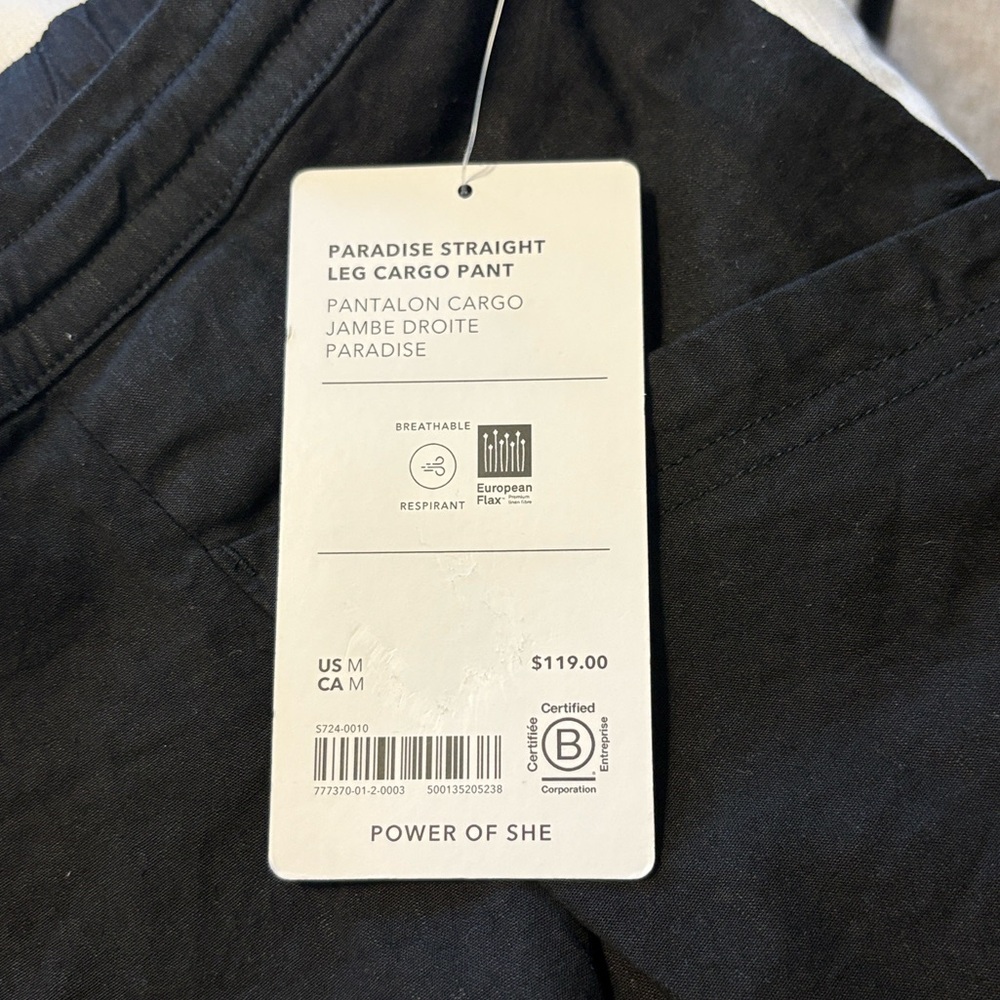 Athleta Paradise Mid Rise Straight Leg Cargo Pants M Linen Coastal Beachy NWT - Picture 10 of 11